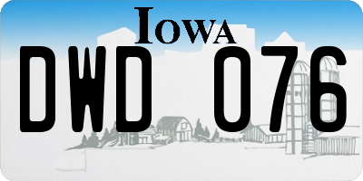 IA license plate DWD076