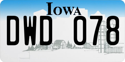IA license plate DWD078