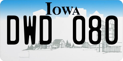 IA license plate DWD080