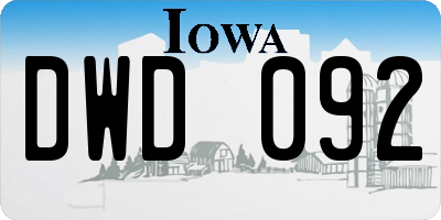 IA license plate DWD092