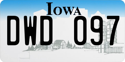 IA license plate DWD097