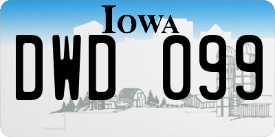 IA license plate DWD099