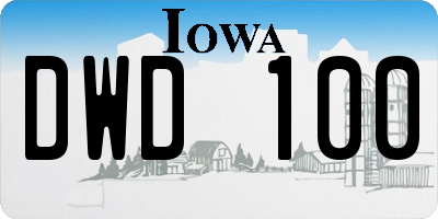 IA license plate DWD100