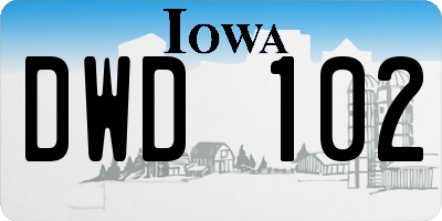 IA license plate DWD102