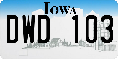 IA license plate DWD103