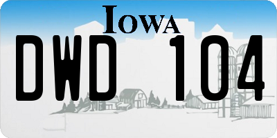 IA license plate DWD104