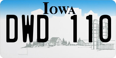 IA license plate DWD110