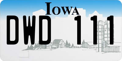 IA license plate DWD111