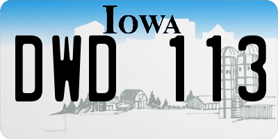 IA license plate DWD113