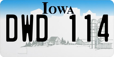 IA license plate DWD114
