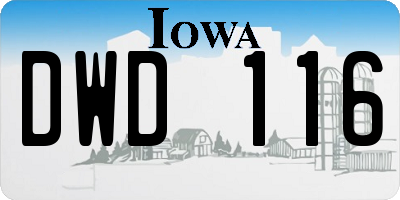 IA license plate DWD116