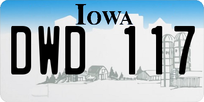 IA license plate DWD117