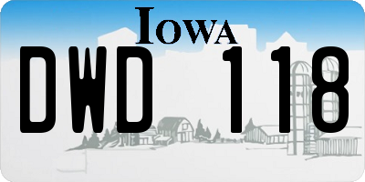 IA license plate DWD118