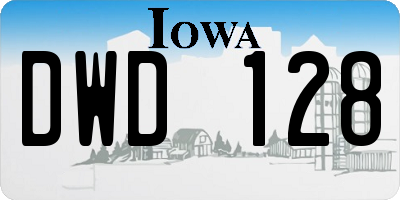 IA license plate DWD128