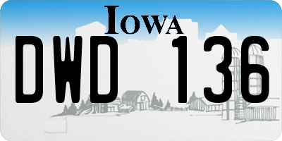 IA license plate DWD136