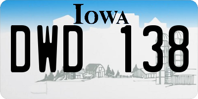IA license plate DWD138