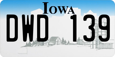 IA license plate DWD139