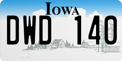 IA license plate DWD140