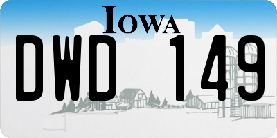 IA license plate DWD149