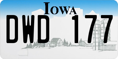 IA license plate DWD177