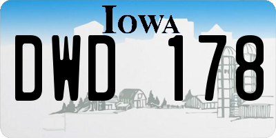 IA license plate DWD178