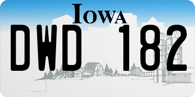 IA license plate DWD182