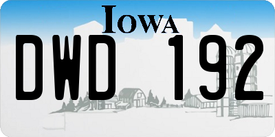 IA license plate DWD192
