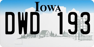 IA license plate DWD193