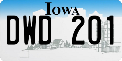 IA license plate DWD201