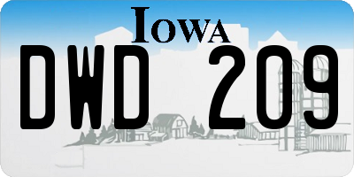 IA license plate DWD209