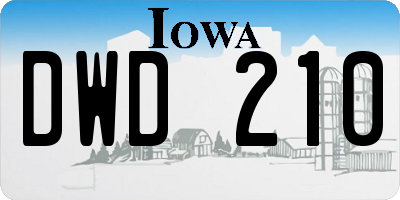 IA license plate DWD210