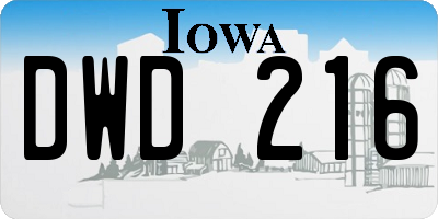 IA license plate DWD216