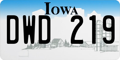 IA license plate DWD219