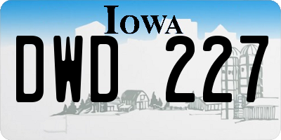 IA license plate DWD227