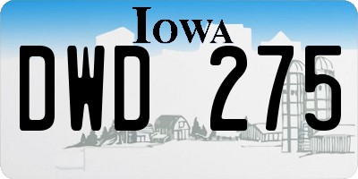IA license plate DWD275