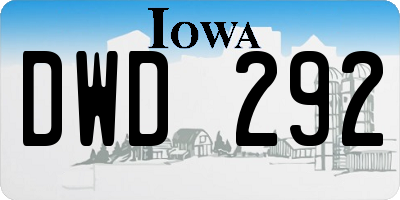 IA license plate DWD292