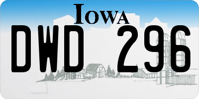 IA license plate DWD296
