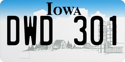IA license plate DWD301