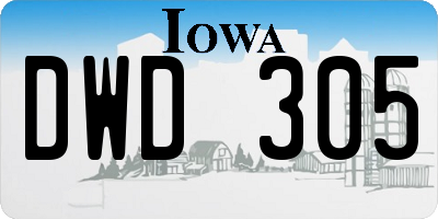 IA license plate DWD305