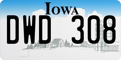 IA license plate DWD308