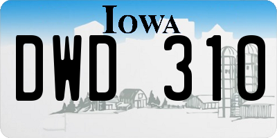 IA license plate DWD310