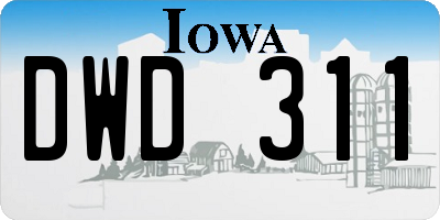 IA license plate DWD311