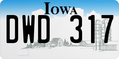IA license plate DWD317
