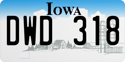 IA license plate DWD318