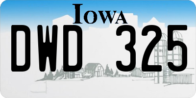 IA license plate DWD325