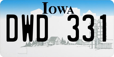 IA license plate DWD331