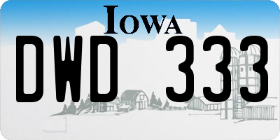 IA license plate DWD333