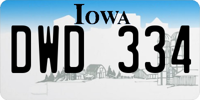 IA license plate DWD334