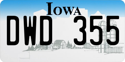 IA license plate DWD355