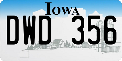 IA license plate DWD356
